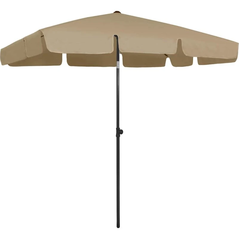 Strandparasol 200x125 cm gråbrun - justerbar UV-beskyttelse