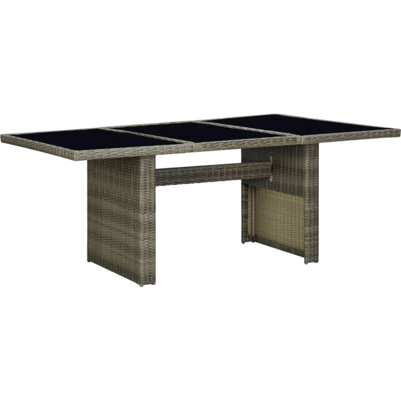 Havebord i polyrattan med hærdet glas, brun