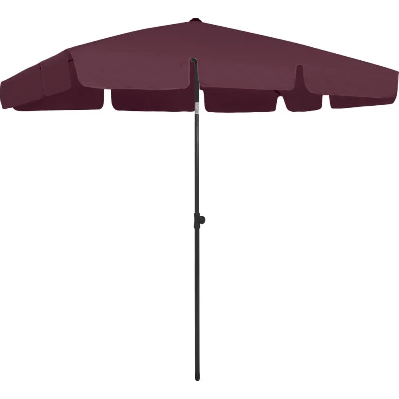 Strandparasol 200x125 cm bordeaux med vippefunktion
