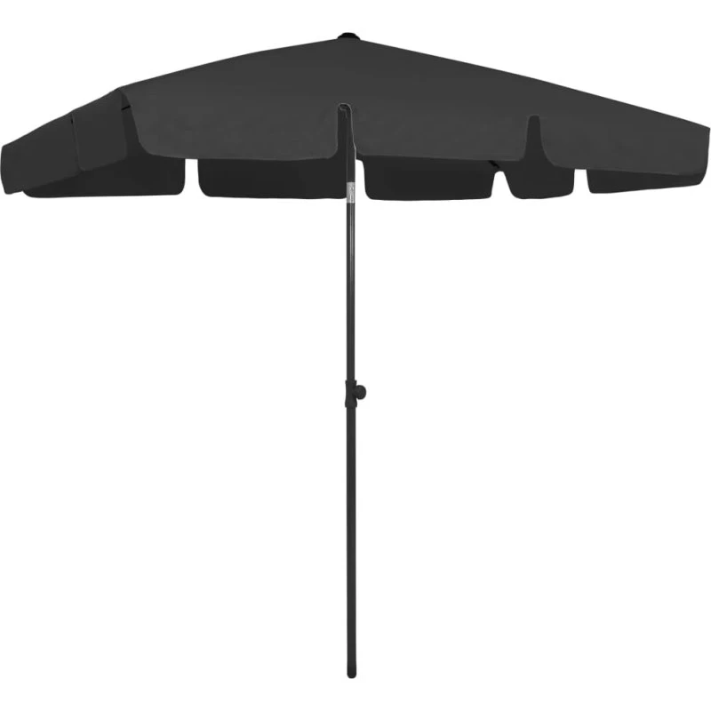 Strandparasol 200x125 cm - Sort, UV-beskyttende