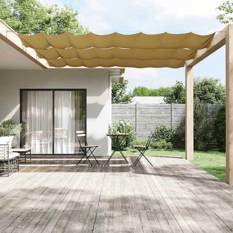 Lodret markise 140x800 cm i beige oxfordstof