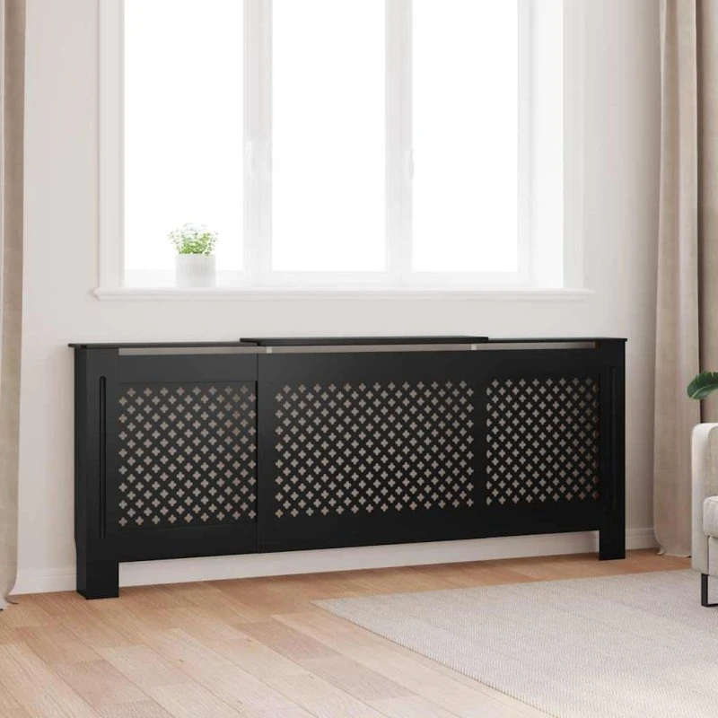 Radiatorskjuler MDF justerbar 142–205 cm, sort