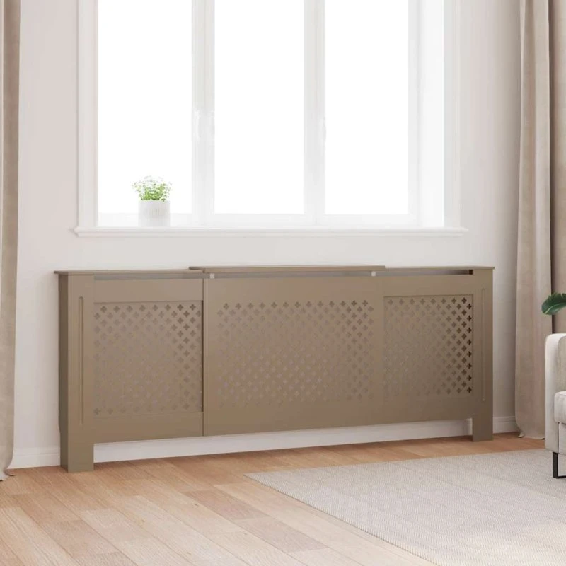 Radiatorskjuler 142–205 cm MDF med hylde og lameldesign