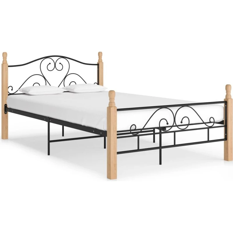 Sengeramme 120x200 cm i metal - sort/natur