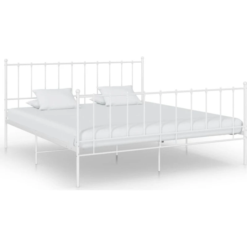 Sengestel 140x200 cm i hvidt pulverlakeret metal