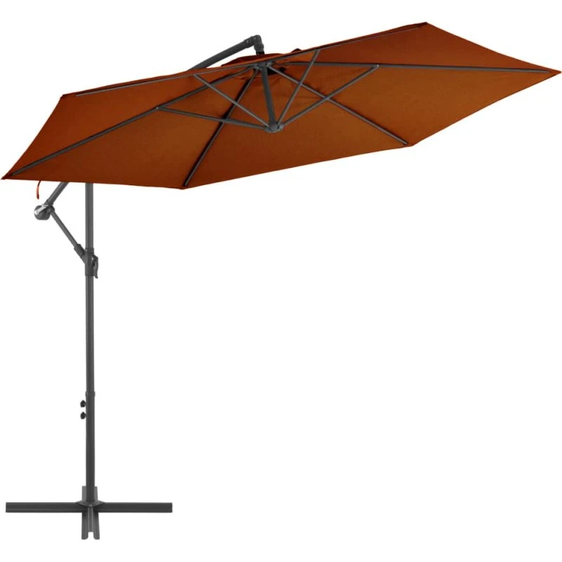 Hængeparasol 300 cm aluminiumsstang – terracotta