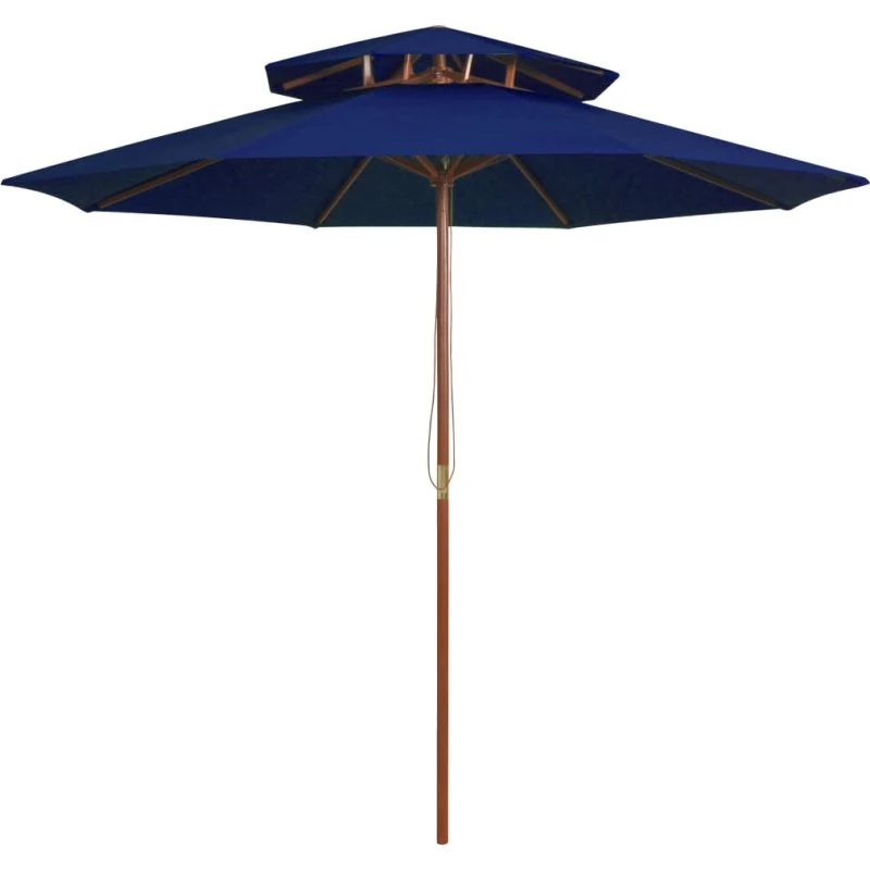 Parasol i træ 270 cm, 2 niveauer - Blå