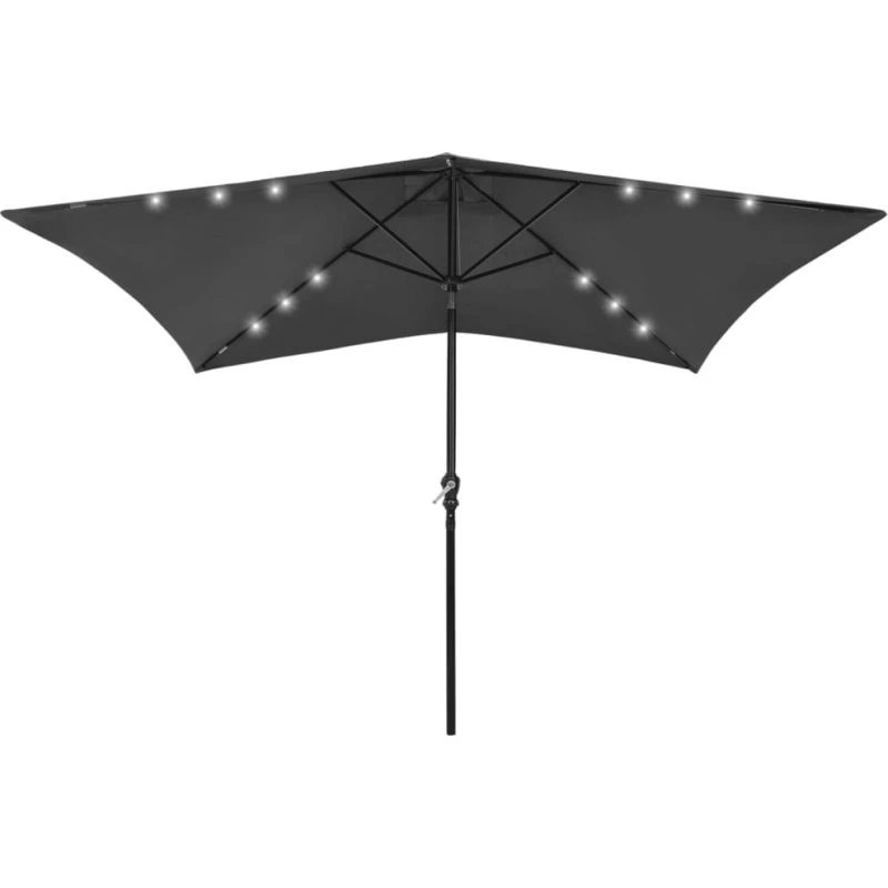 Parasol med LED 2x3 m i antracit (stålstang)