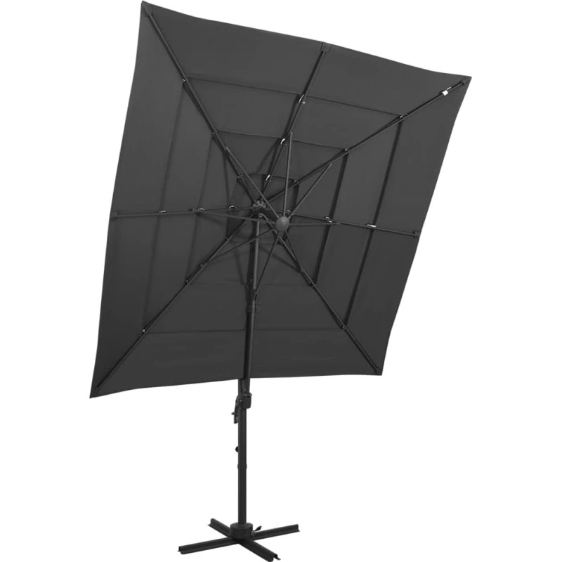 Parasol 250x250 cm 4-niveau aluminiumsstang – antracit
