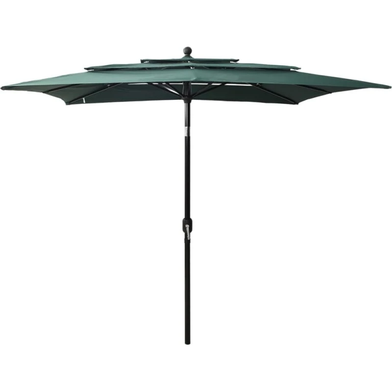 Haveparasol 2,5×2,5 m grøn - aluminiumsstang, 3 niveauer