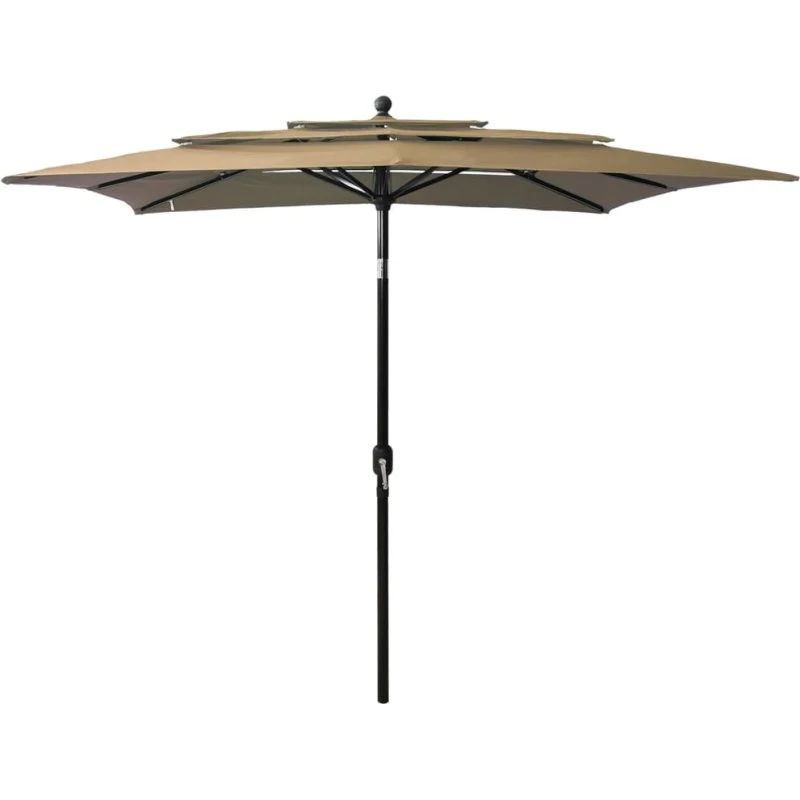 Parasol 2,5x2,5 m - 3-niveau aluminiumsstang, gråbrun