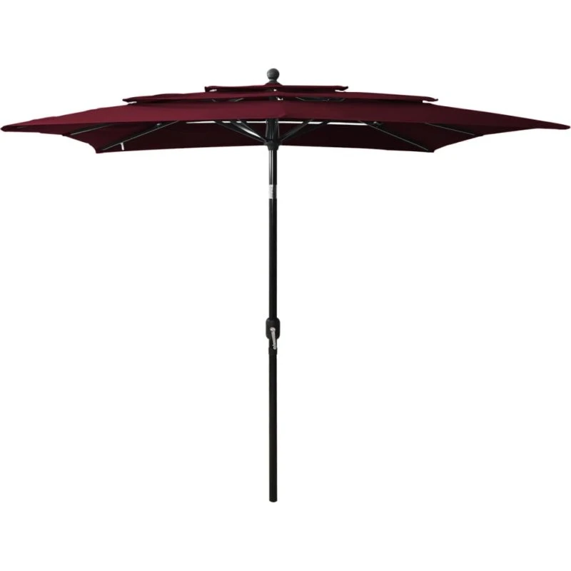 Parasol 2,5x2,5 m 3-niveau aluminium – Bordeaux
