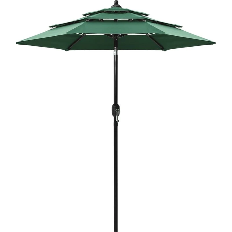 Haveparasol 2 m aluminiumsstang, 3 niveauer - grøn