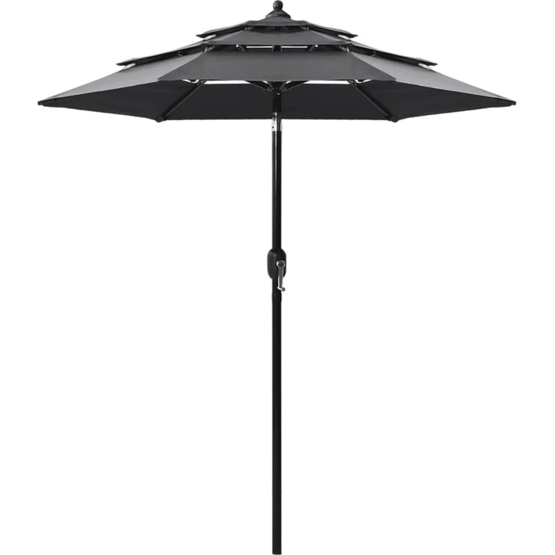 Haveparasol 2 m, aluminiumsstang, 3 niveauer – antracit