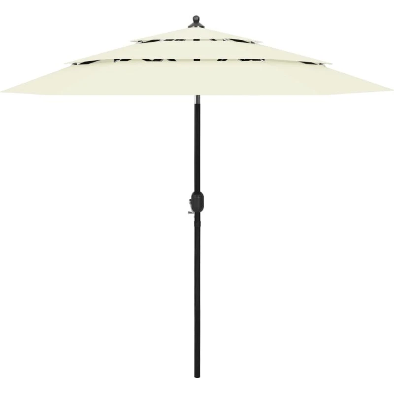 Parasol 2,5 m 3-niveau sandfarvet, aluminium