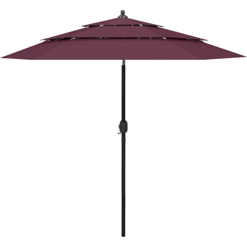 Parasol 2,5 m 3-niveau aluminiumsstang bordeaux