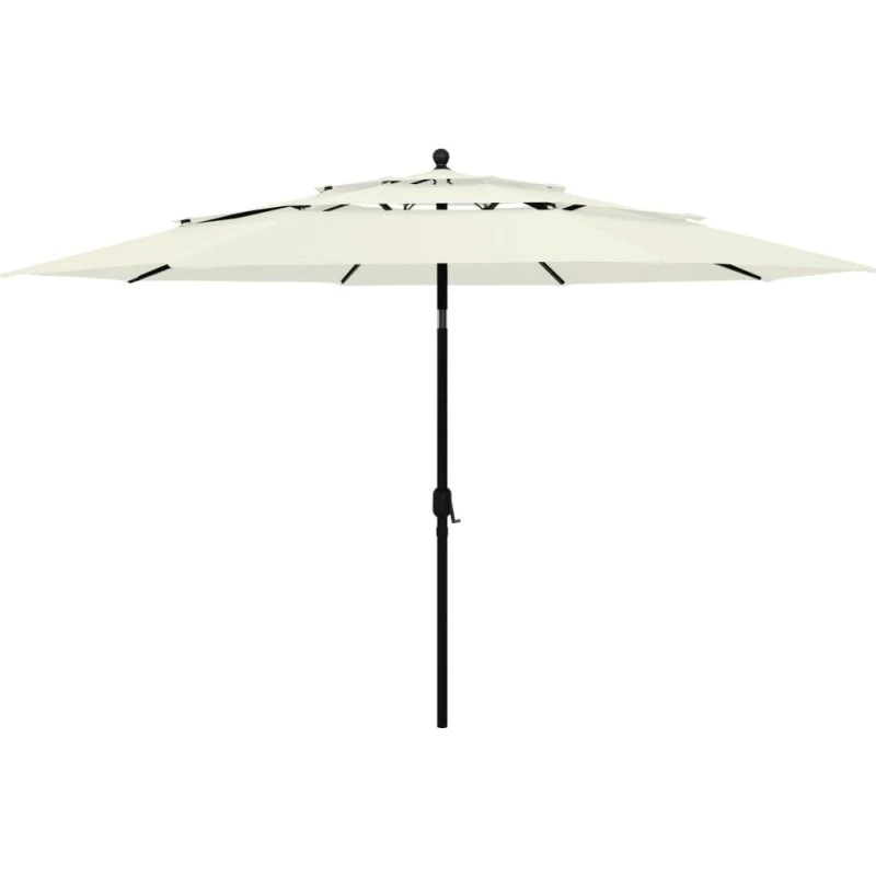 Parasol 3,5 m med aluminiumsstang, 3-niveau sand