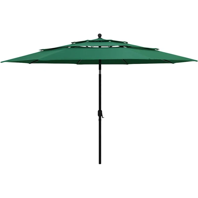 Parasol 3,5 m med aluminiumsstang, 3 niveauer – grøn