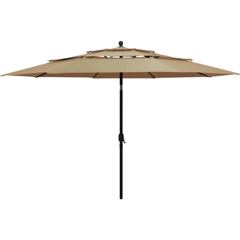 Parasol 3,5 m med aluminiumsstang, 3 niveauer – gråbrun