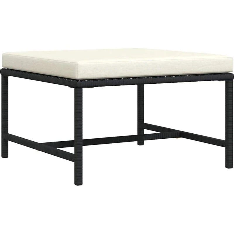 Modulær fodskammel i sort polyrattan med hynde