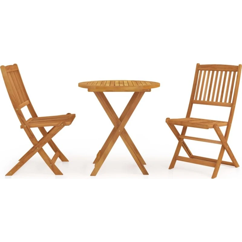 Foldbart spisebordssæt 3 dele i massivt akacietræ