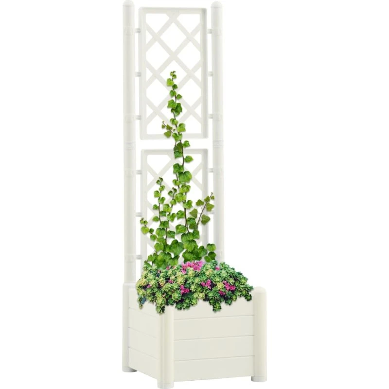 Plantekasse med espalier 43x43x142 cm - hvid