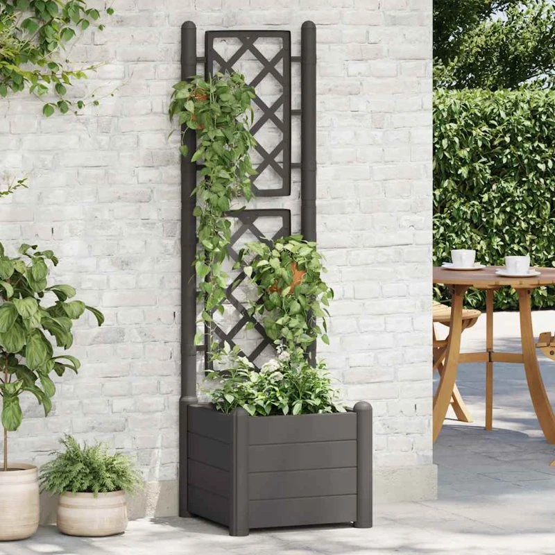 Plantekasse med espalier 43x43x142 cm – antracitgrå