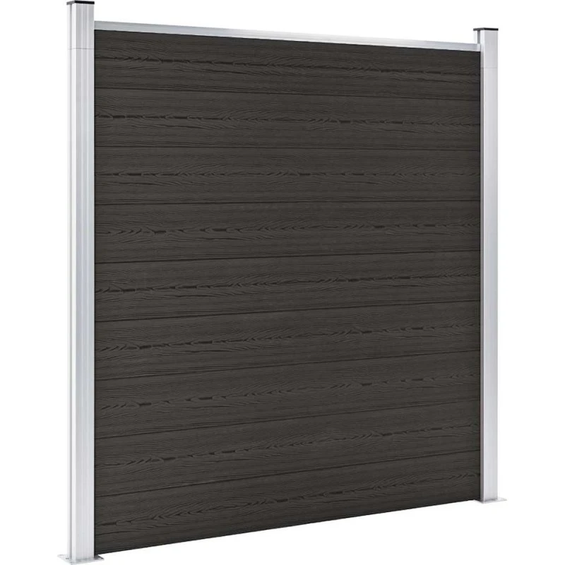 WPC hegnspanel 180x186 cm sort med alu-profil