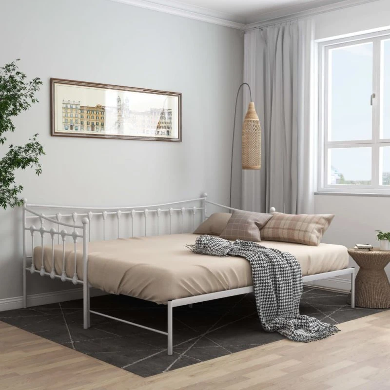 Sengestel til udtræksseng 90x200 cm i hvidt metal
