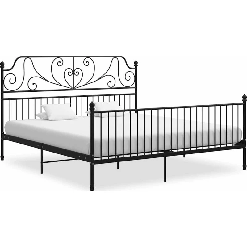 Sengestel i metal 200x200 cm – sort, robust ramme