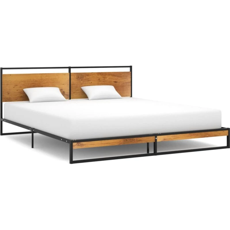 Sengestel 180x200 cm i pulverlakeret metal - sort