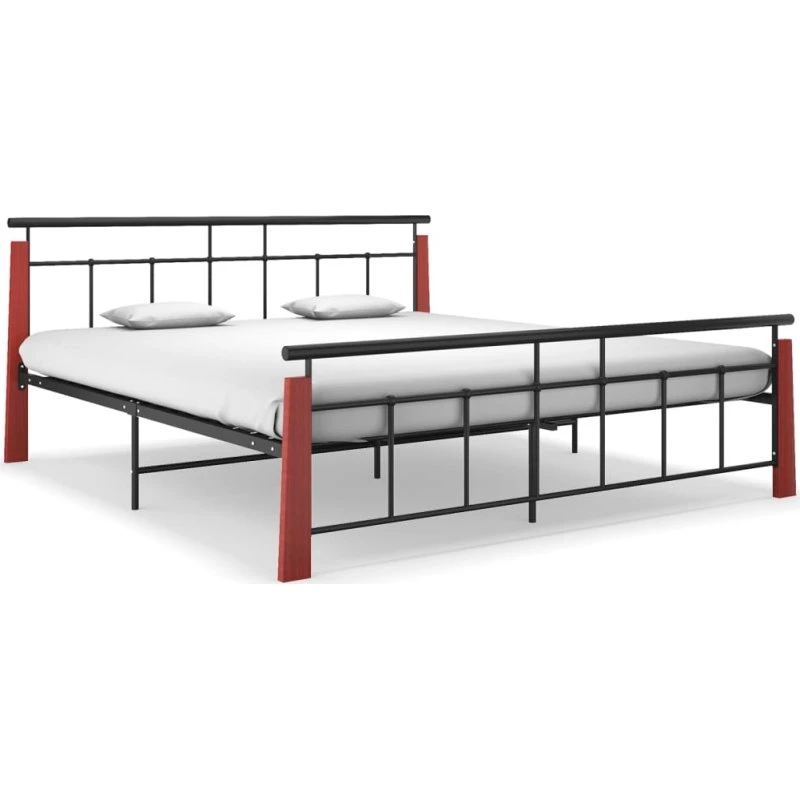 Sengestel 180x200 cm i metal og massivt egetræ