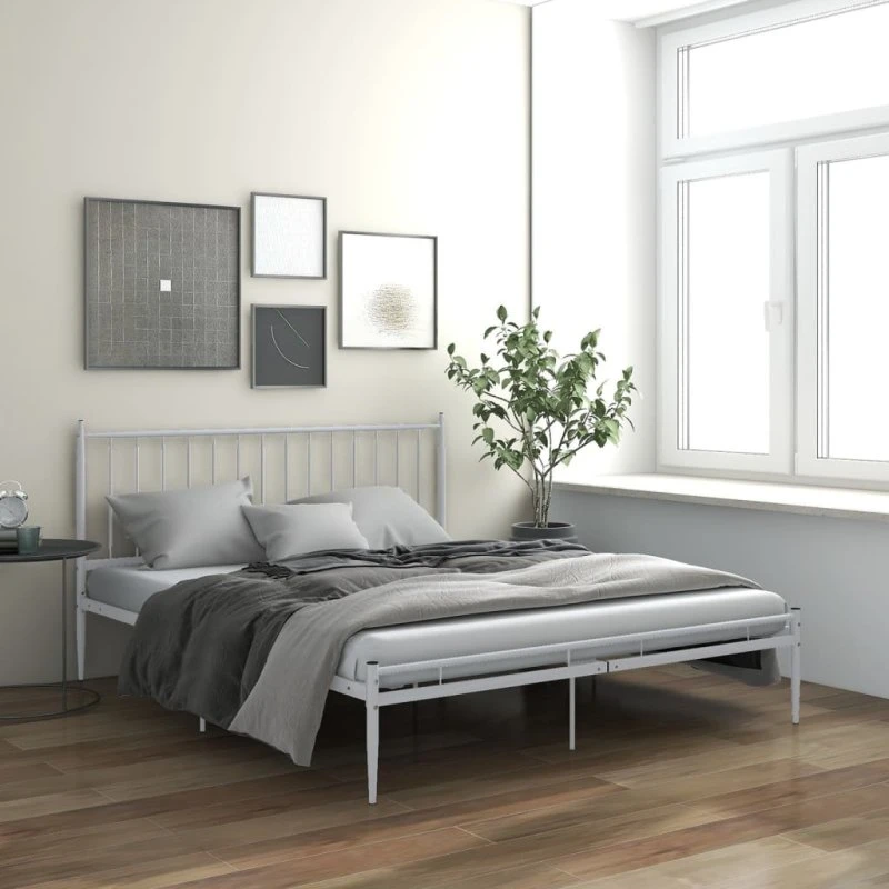 Sengestel 180x200 cm i hvidt pulverlakeret metal