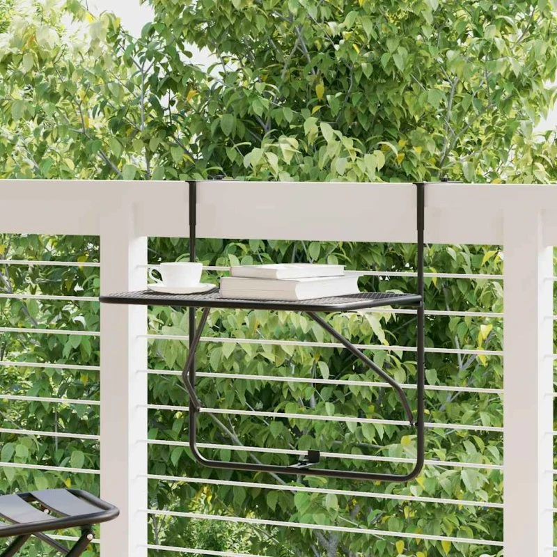 Altanbord i sort stål 60x40 cm – sammenklappeligt