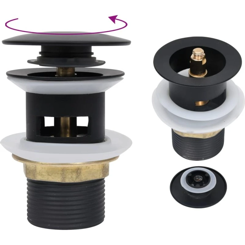 Trykafløb med overløb 6,4x6,4x9,1 cm - Sort