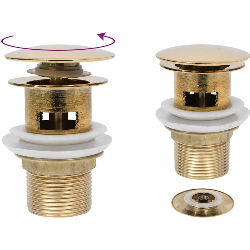 Guldfarvet trykafløb med overløb og pop-up 6,4x6,4x9,1 cm