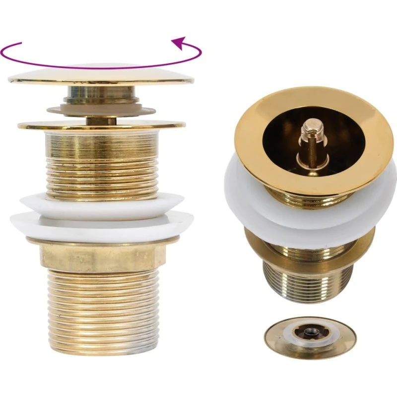 Trykafløb uden overløb guldfarvet 6,4x6,4x9,1 cm