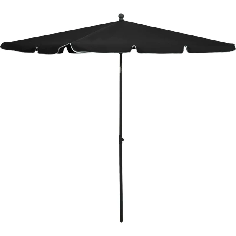 Parasol med stang 210x140 cm sort - UV-beskyttet