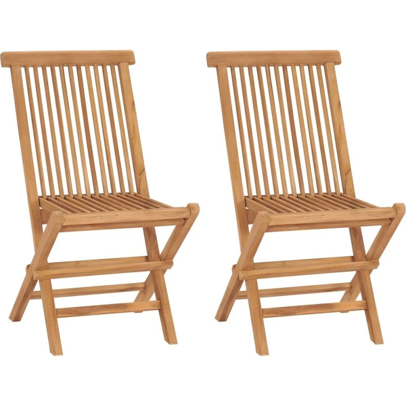 Foldbare havestole i massivt teaktræ, 2 stk