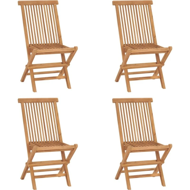 Foldbare havestole i massivt teaktræ, 4 stk.