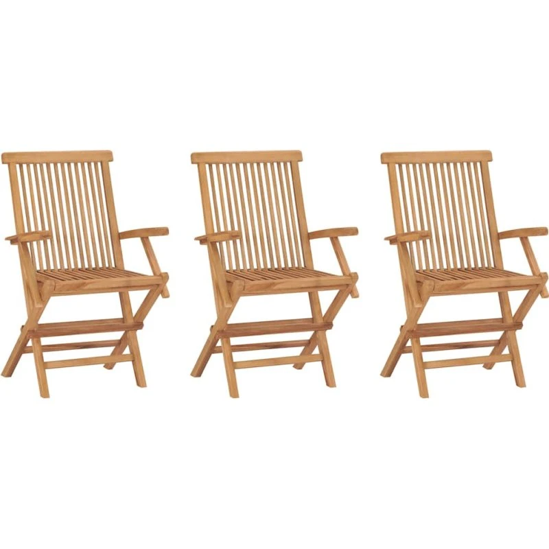 Foldbare havestole i massivt teaktræ, 3 stk