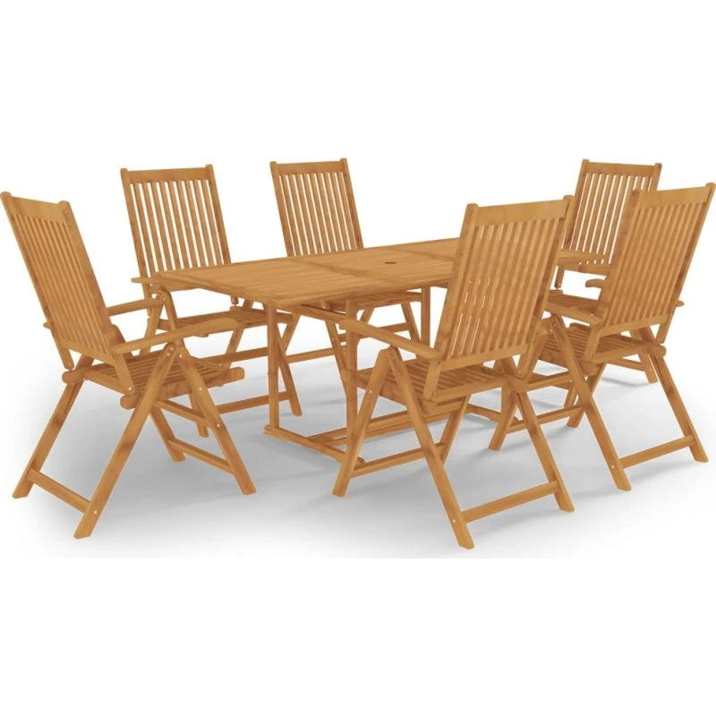 Spisebordssæt til haven 7 dele i massivt teak