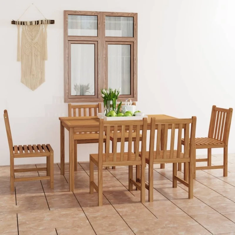 7-delt havespisesæt i massivt teaktræ 150x90 cm