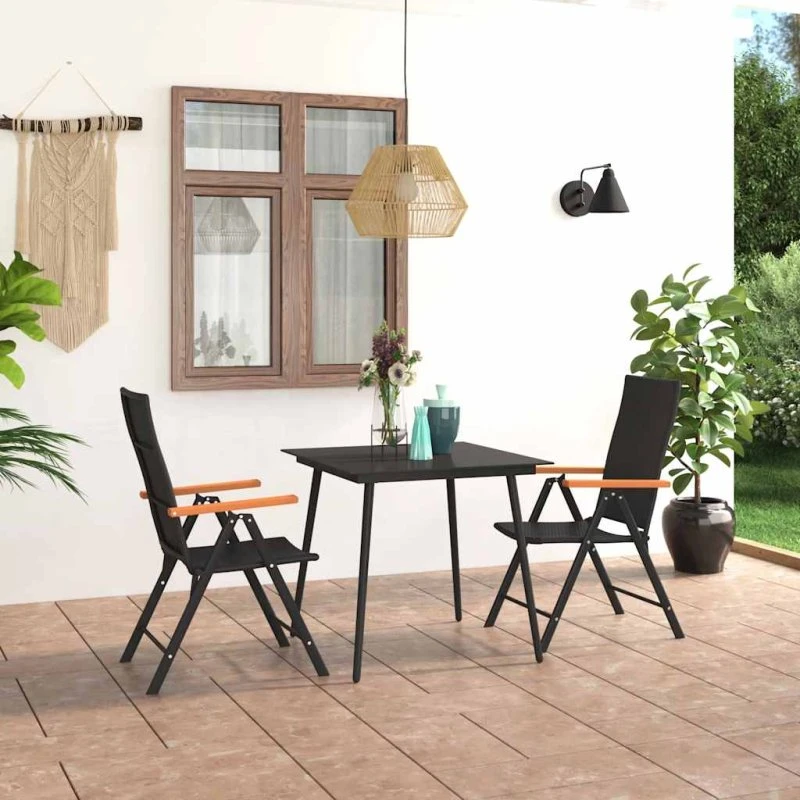 Havemøbelsæt 3 dele polyrattan sort/brun