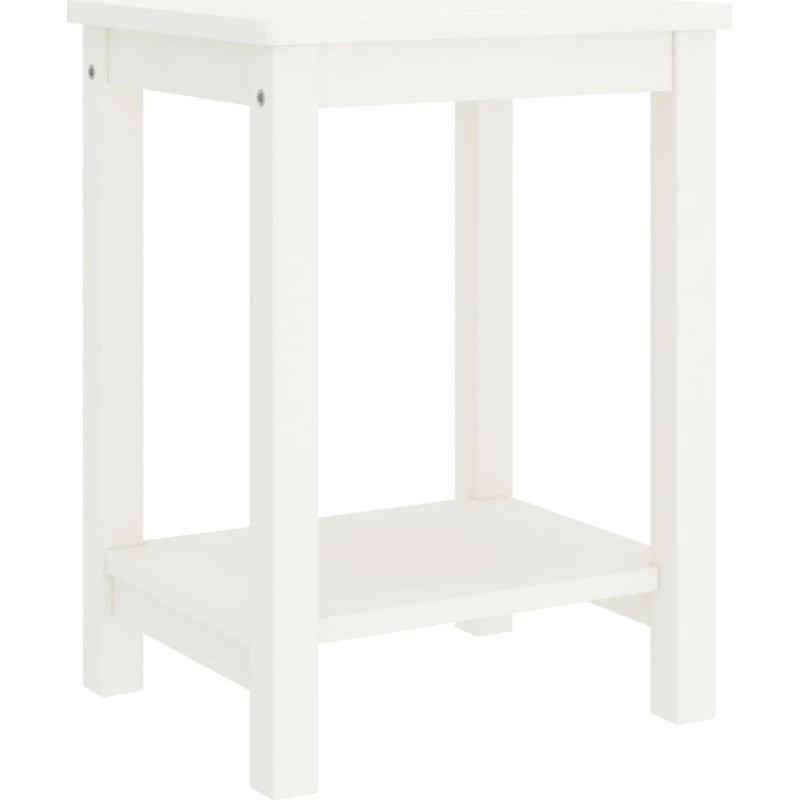 Sengebord i massivt fyrretræ 35x30x47 cm - hvid