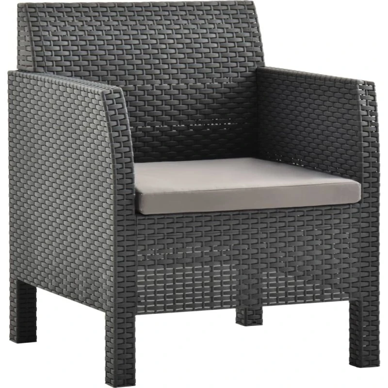 Havestol med hynde i rattan (antracit) 63x65x76 cm