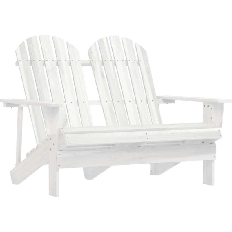2-personers Adirondack-havestol i massivt fyrretræ, hvid