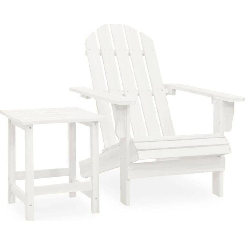 Adirondack havestol med bord i massivt grantræ - hvid