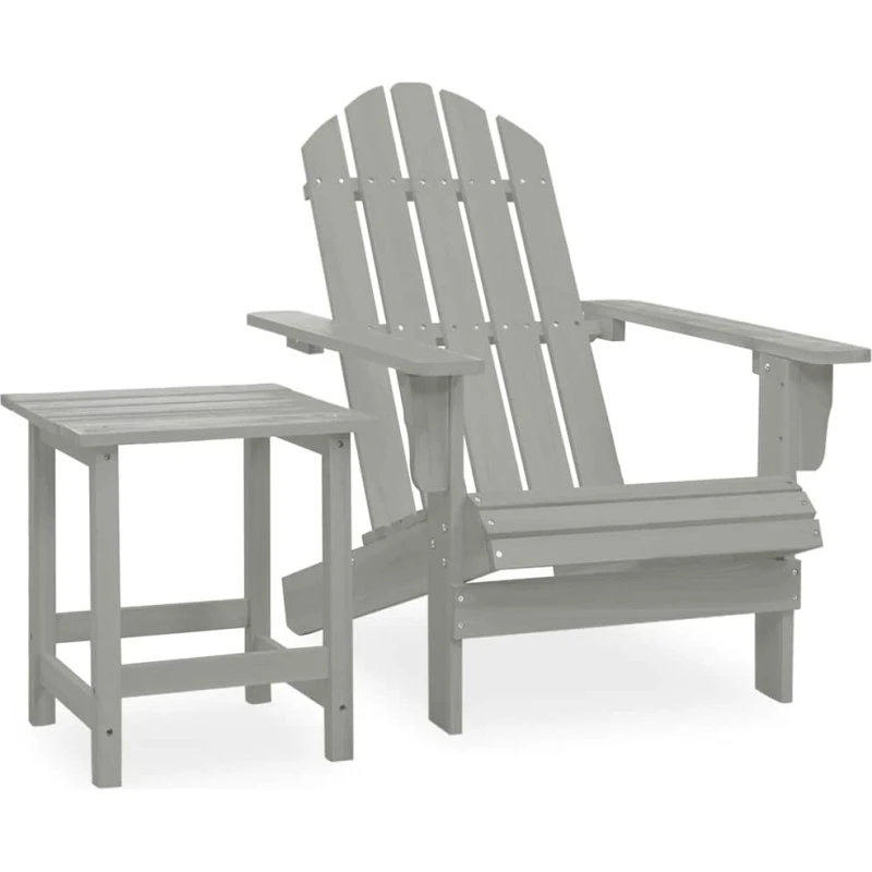 Adirondack havestol med bord i massivt grantræ, grå