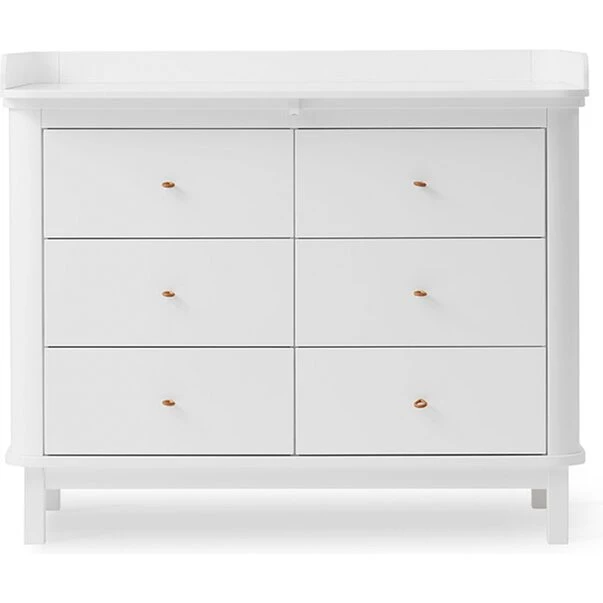 Oliver Furniture Wood puslekommode 6 skuffer, hvid/eg (stor pusleplade)